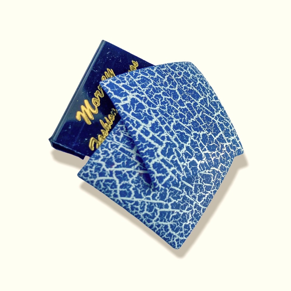 Square metal stud earrings blue white crackle